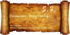 Seemayer Henrietta névjegykártya